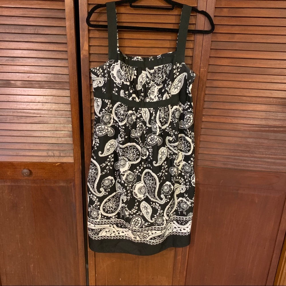 LOFT Black and White Paisley Dress